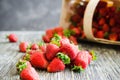 Fresh ripe strawberries on a wooden background. Organic juicy berries Royalty Free Stock Photo