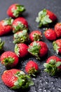 Fresh ripe strawberry with water drops closeup Royalty Free Stock Photo