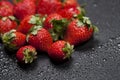 Fresh ripe strawberry with water drops closeup Royalty Free Stock Photo