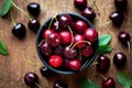 Fresh ripe juicy cherries in a bowl