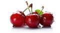 Fresh ripe sweet cherries isolated on white background. Generative AI Royalty Free Stock Photo