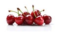 Fresh ripe sweet cherries isolated on white background. Generative AI Royalty Free Stock Photo