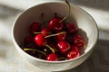 Fresh, ripe, sweet cherry in a bowl Royalty Free Stock Photo