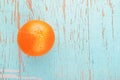 Fresh Ripe Sweet Orange Fruit on Rustic Blue Wood Background Royalty Free Stock Photo