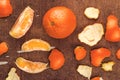 Fresh Ripe Sweet Orange Fruit on Rustic Brown Wood Background Royalty Free Stock Photo
