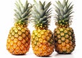 Fresh ripe sweet pineapples on white background.Macro.AI Generative Royalty Free Stock Photo