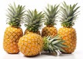 Fresh ripe sweet pineapples on white background.Macro.AI Generative Royalty Free Stock Photo