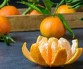 Peeled tangerine in see rose shape