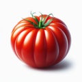 A fresh ripe tomato isolated against white