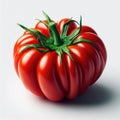 A fresh ripe tomato isolated against white