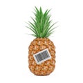 Fresh Ripe Tropical Healthy Nutrition Pineapple Fruit with Abstract Bar Code. 3d Rendering Royalty Free Stock Photo