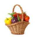 Fresh ripe vegetables in wicker basket Royalty Free Stock Photo