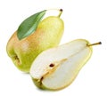 fresh ripe yellow appetized pear with slice isolated white background Royalty Free Stock Photo