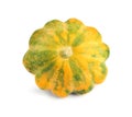 Fresh ripe yellow pattypan squash isolated on white, top view Royalty Free Stock Photo