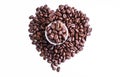 Fresh roasted coffee beans, heart shape Royalty Free Stock Photo