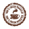 Fresh roasted coffee, rubber texture stamp with aromy cup