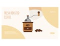 Fresh roasted coffee web page flat design template