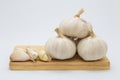 Fresh rood garlic on wooden board Royalty Free Stock Photo