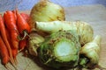 Fresh root crops. parsnips, celeriac and carrots.