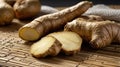 Fresh root vegetables, showcasing their texture and color on a bamboo mat Royalty Free Stock Photo