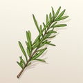 Fresh Rosemary Sprig on White Background AI Generated Royalty Free Stock Photo