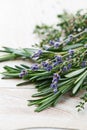 Fresh rosemary, thyme and dried lavender