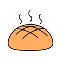 Fresh round rye bread loaf color icon