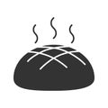 Fresh round rye bread loaf glyph icon