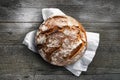 Fresh rustic bread on a wooden table