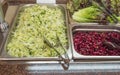 Fresh salad bar with a variety of fresh assortment of VEGETABLE ingredients, a variety of vegetable set for customers to choose