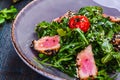 Fresh salad bowl with arugula, tuna and cherry tomato. Helthy food. Diet menu Royalty Free Stock Photo