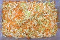 Fresh salad with cabbage and carrot, chopped and prepared for sourdough.