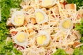 Fresh salad with chicken breast, cheese and eggs Royalty Free Stock Photo