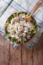 Fresh salad with chicken, onion, celery and cucumber. vertical t Royalty Free Stock Photo