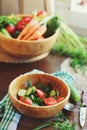 Fresh salad with cucumbers and tomatoes Royalty Free Stock Photo