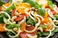 Fresh salad with fennel, orange, grapefruit, spinach and cashew nuts. healthy food. Royalty Free Stock Photo