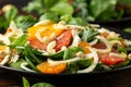 Fresh salad with fennel, orange, grapefruit, spinach and cashew nuts. healthy food. Royalty Free Stock Photo