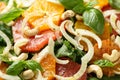 Fresh salad with fennel, orange, grapefruit, spinach and cashew nuts. healthy food. Royalty Free Stock Photo