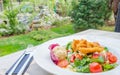 Fresh salad at a garden restaurant