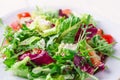 Fresh organic super food salad on white plate with fork on side Royalty Free Stock Photo