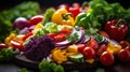 Fresh Salad Ingredients on wooden table