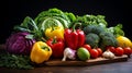 Fresh Salad Ingredients on wooden table