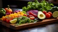 Fresh Salad Ingredients on wooden table