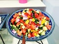 Fresh salad from lettuce leaves of different kinds of varieties cabbage carrots rucola salad. Royalty Free Stock Photo