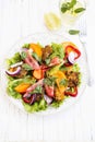 Fresh Salad Meal with Tomatoes,Lettuce,Peppers, Onion and Grille Royalty Free Stock Photo