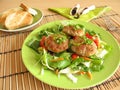 Fresh salad with meatballs