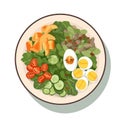 Fresh Salad Medley: Vector Illustration of Salad with Cucumber, Egg, Tomato, and Spinach