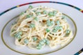 Fresh salad of noodles with peas Royalty Free Stock Photo