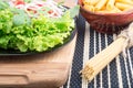 Fresh salad on a plate, and pasta Royalty Free Stock Photo