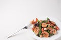 Fresh salad plate with shrimp, tomato and mixed greens. Healthy food. Clean eating. Royalty Free Stock Photo